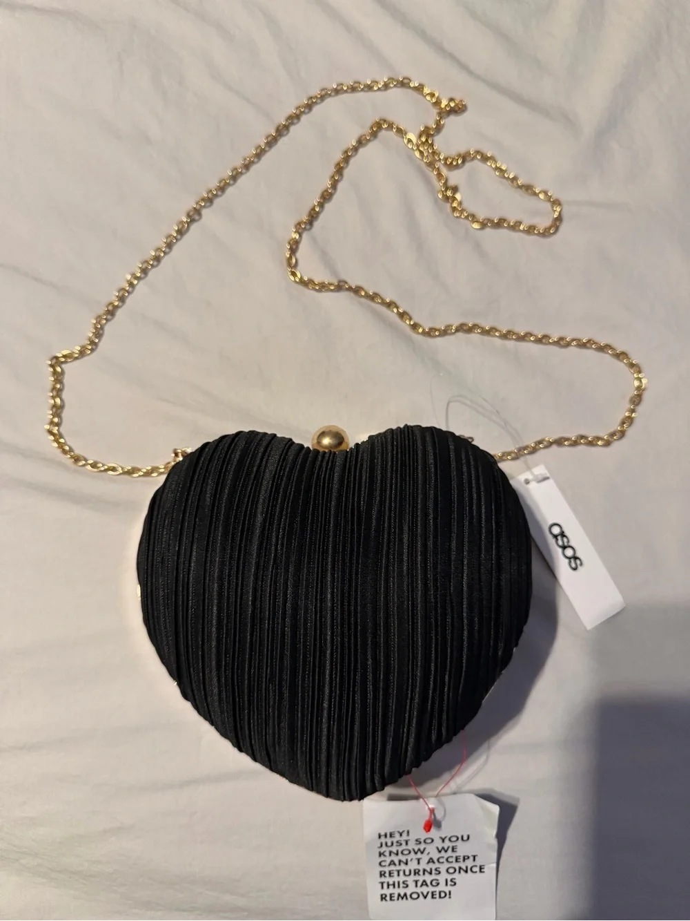 ASOS Black Heart Crossbody Bag with Gold Chain Strap